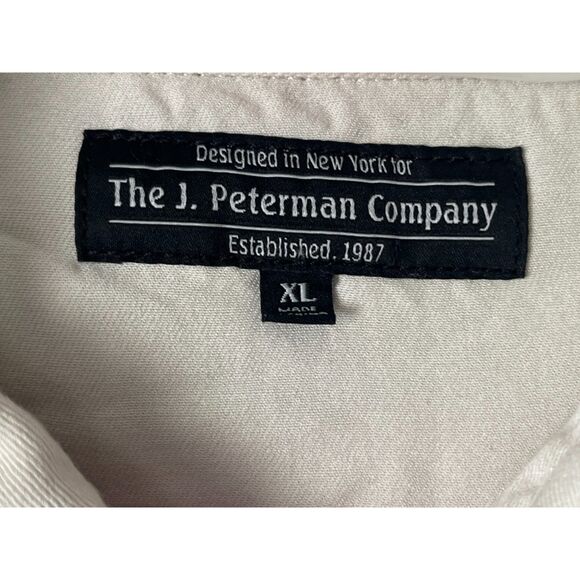 Vintage The J. Peterman Co Ivory Blue Pearl Snap Western Shirt Top  Mens Size XL - Picture 4 of 14